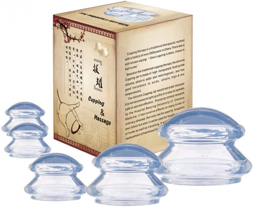 Cupping Therapy Sets Anti Cellulite Cup Silicone Massage Cups Vacuum Suction Cups for Facial Body Massage,Muscle Relaxation,Pain Relief,Anti-Aging-4 S