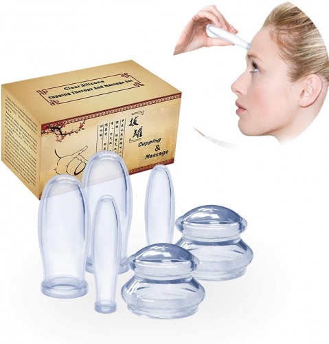 Facial Cupping Therapy Set,Eye Face Vacuum Massage Cup Kit 6pcs Silicone Anti Cellulite Cup for Facial Massager for Adults Instantly Ageless Skin