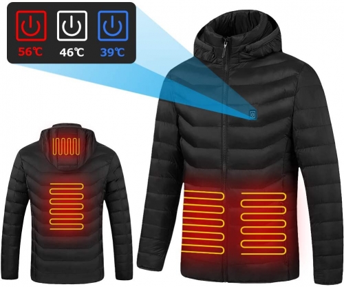 Electric Heated Jackets Men's Heated Jacket USB Heated Clothing Winter Warm Lightweight Hoodie Down Jacket Coat for Outdoor Work and Daily Wear