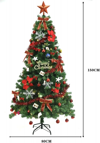 (Japan Warehouse) Christmas Tree 59.1 inches (150 cm), Christmas Tree Set, LED, Decorative Light, Christmas Ornament, Easy Assembly, Convenient Storag