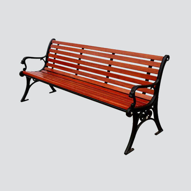 cast iron and wood park bench