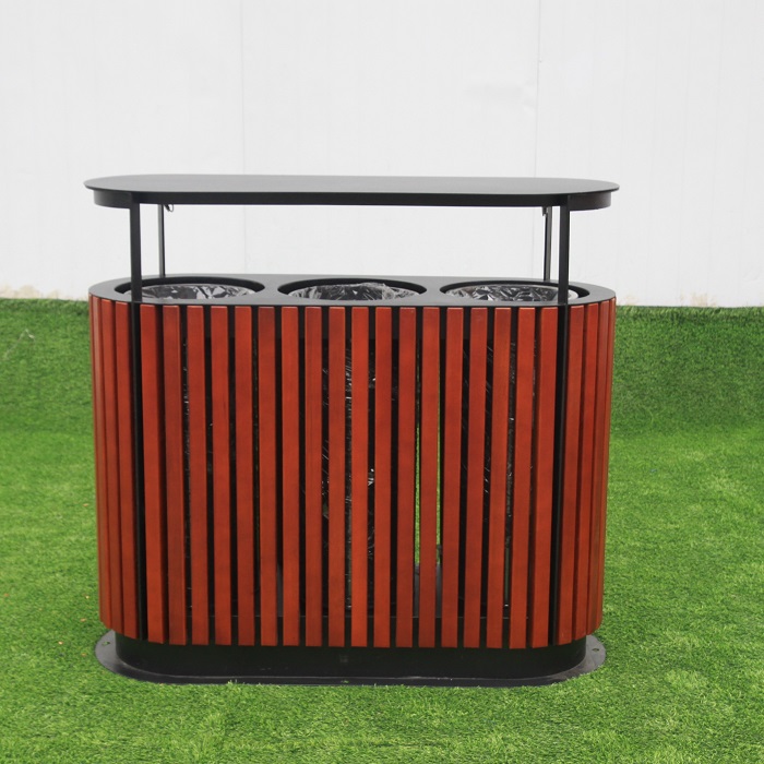 outdoor high quality wooden trash bin
