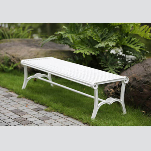 white outdoor park backless bench