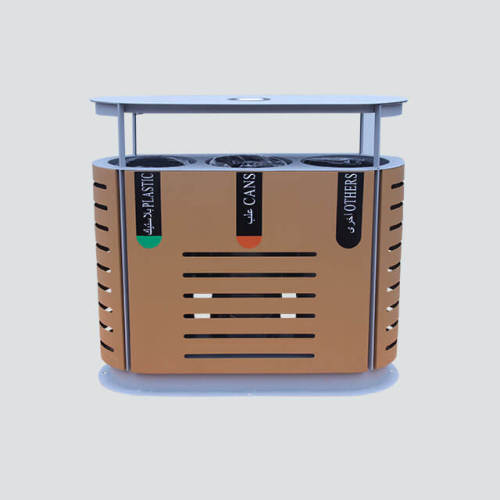 large 3 compartment recycling garbage bin