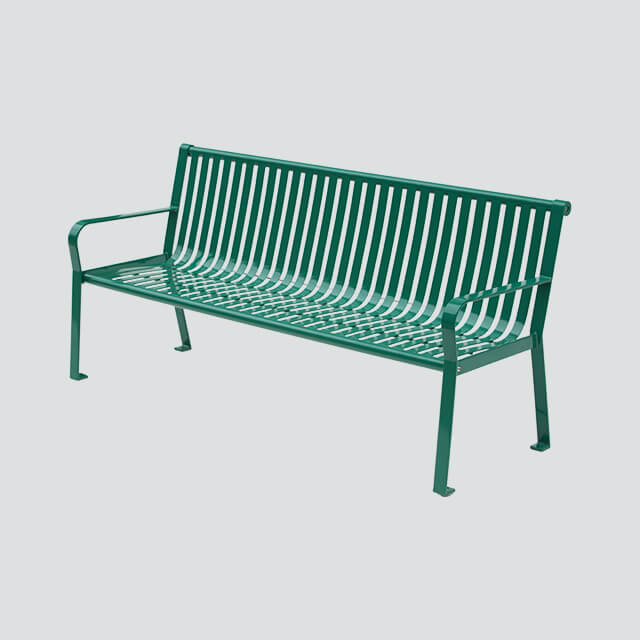 Commercial Park Bench With Backrest - Carbon Steel Flat Steel Outdoor ...