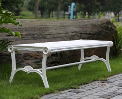 white outdoor park backless bench