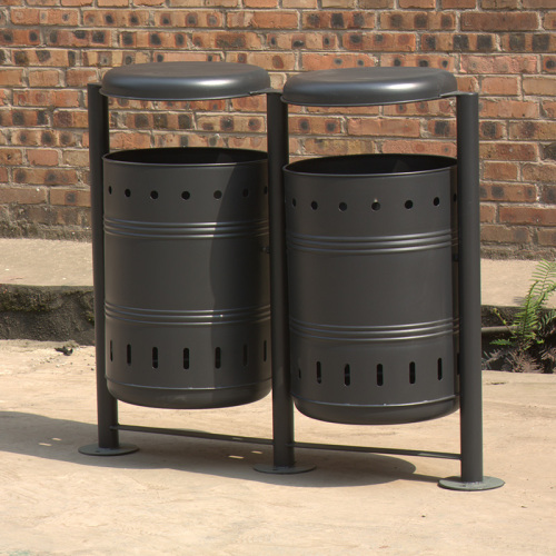 Council Metal Black Waste Bin