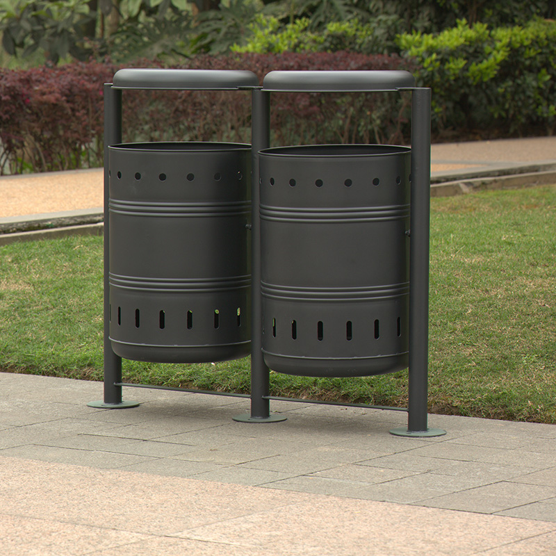 Council Metal Black Waste Bin