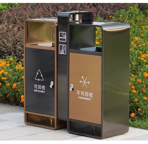 road public double trash dustbin