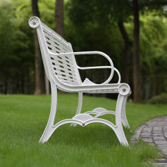 outdoor metal leisure white bench