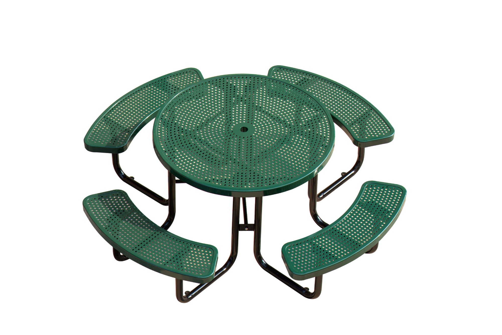 Round punchedplate picnic table and chairs