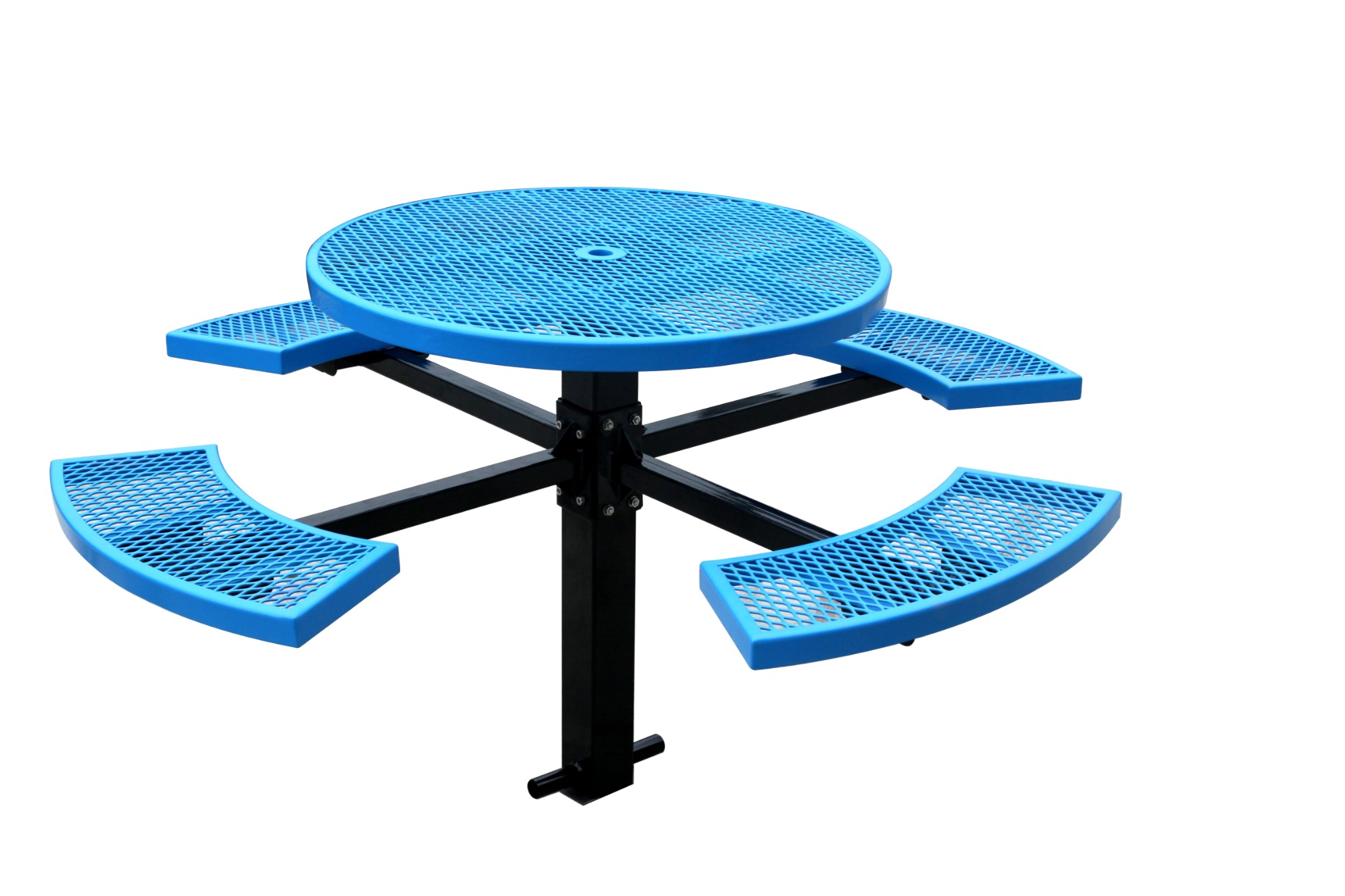 Embedded Round picnic table with four benches