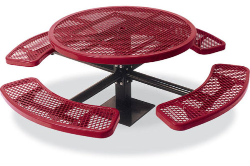 Embedded Round picnic table with four benches