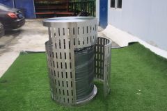 Outdoor Stainless Steel Trash Receptacle