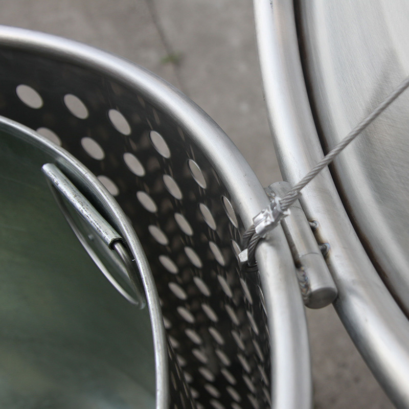 Outdoor Round Perforated Metal Trash Bin