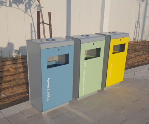 outdoor street metal garbage bins