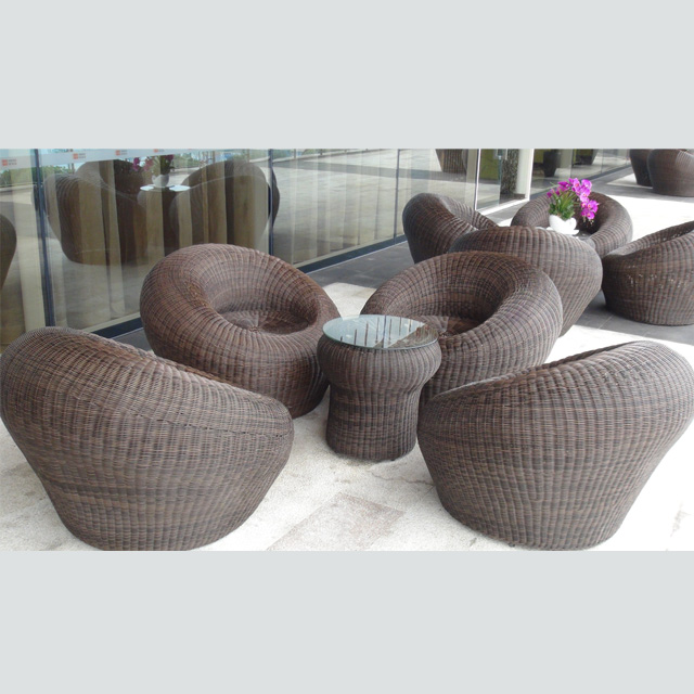 Wholesale outdoor patio furniture rattan sofa wicker set balcony backyard furniture