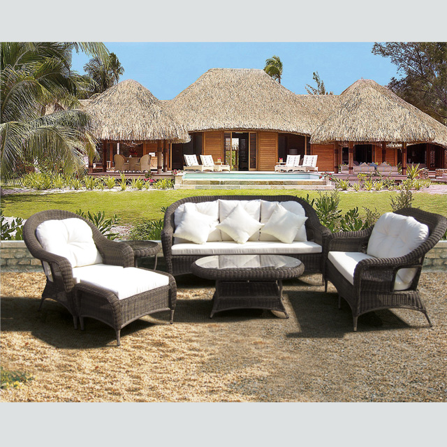 Outdoor Patio Sofa Couch Furniture PE Rattan Wicker Sofa Set