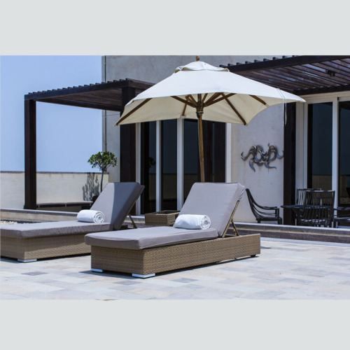Rattan chaise outdoor furniture sun lounger with side table