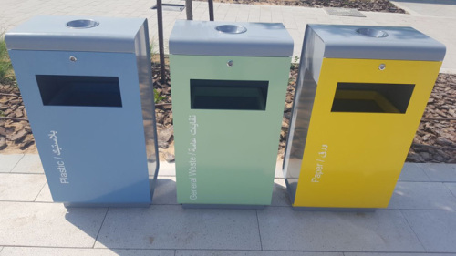 outdoor street metal garbage bins