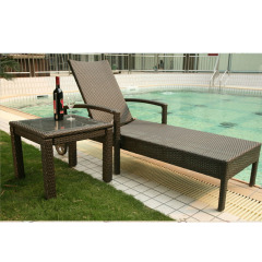 Outdoor pool sunbed beach lounge chair with round coffee table