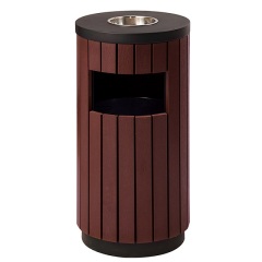 country exterior wooden trash can bin