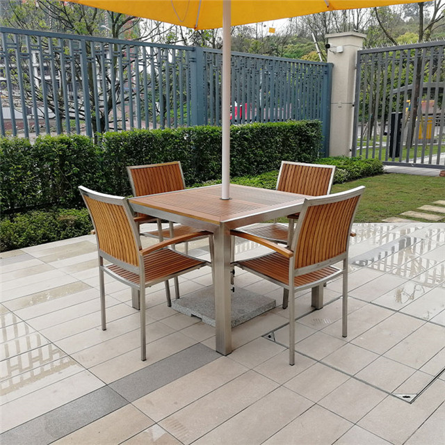 Wooden outdoor table and chairs