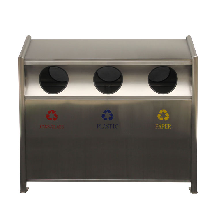 stainless steel 3 compartment garbage bin