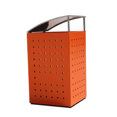 orange outdoor square trash can