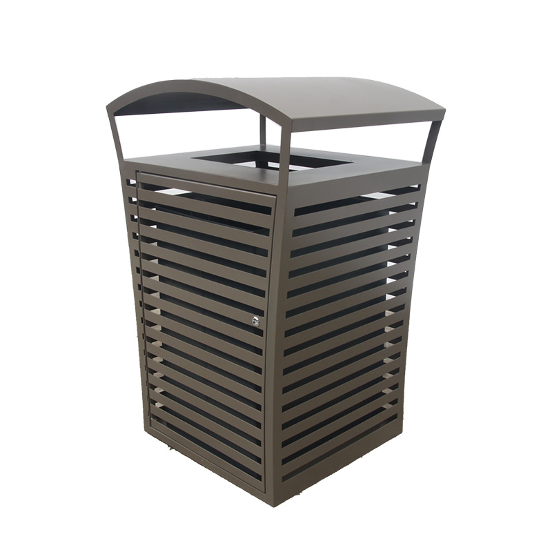 Outdoor metal trash bin