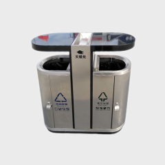 Garden steel durable sorting trash bin