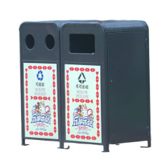 Outdoor dual recycle garbage can