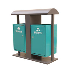 double compartment steel trash can