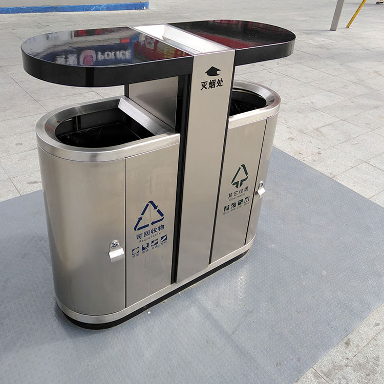 Garden steel durable sorting trash bin