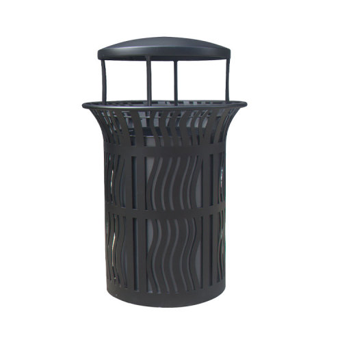 outdoor metal dustbin with lid