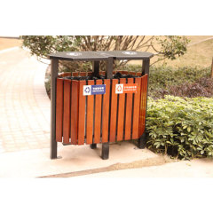 Outdoor garden Wooden Recycling Trash Can