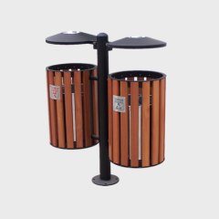 dual modern outdoor wood dustbin