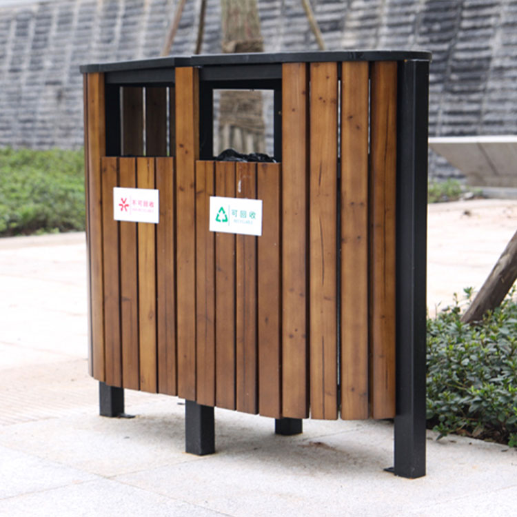 Outdoor Wooden Recycling Trash Can   8cbaf4f500 