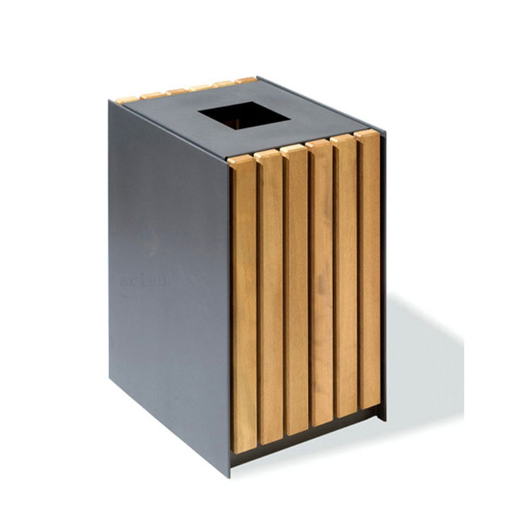 Outdoor Square Wood Garbage Dustbin