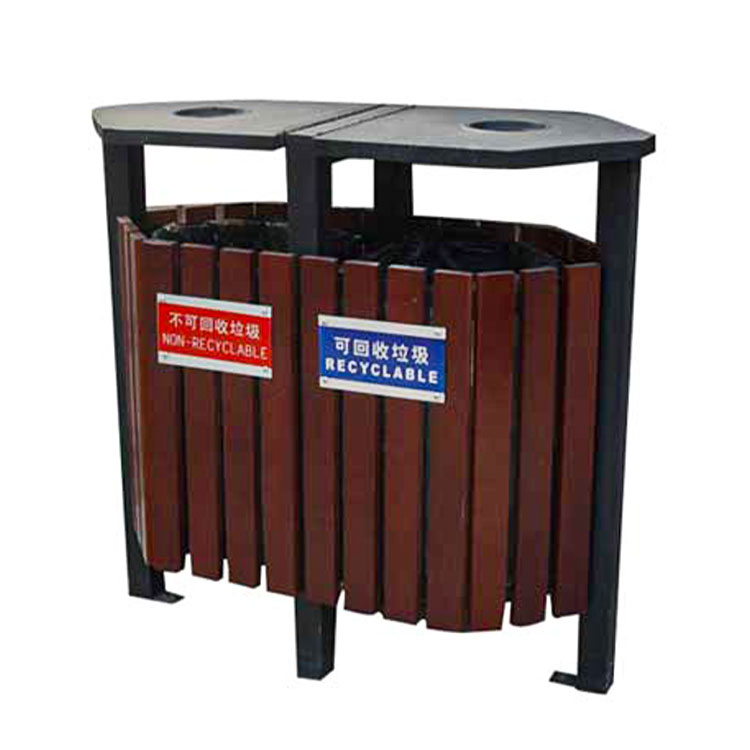 Outdoor garden Wooden Recycling Trash Can