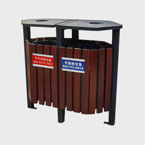 Outdoor garden Wooden Recycling Trash Can