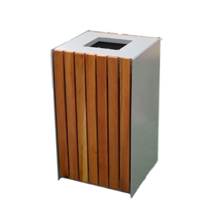 Outdoor Square Wood Garbage Dustbin