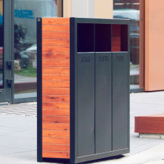 3 compartment trash and recycling bin