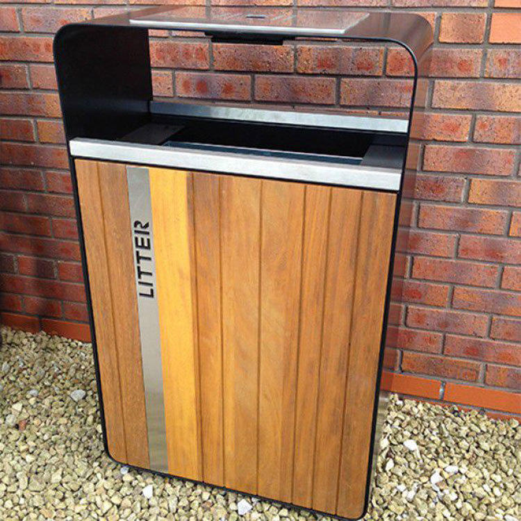 new unique beautiful wood outdoor dustbin