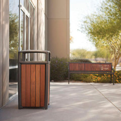 Outdoor Wooden Big Garbage Waste Bin