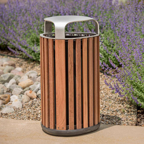 decorative outdoor wooden garbage cans