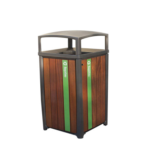 Outdoor Wooden Big Garbage Waste Bin