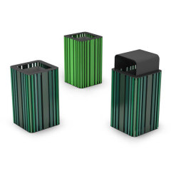 curbside outdoor green trash can