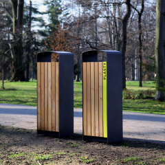 Outdoor Park Solid Wood Trash Bins