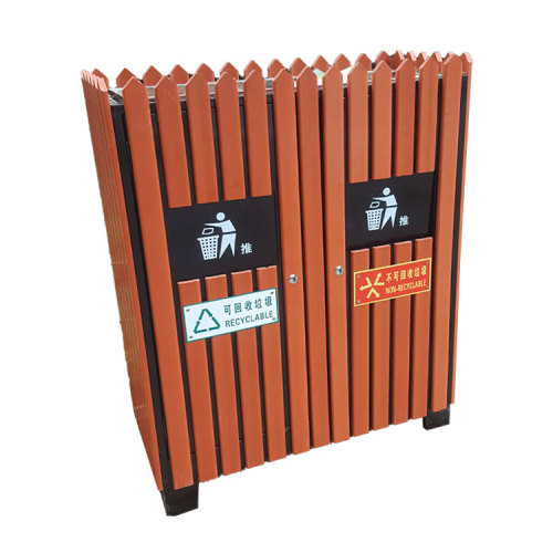 garden wood dual garbage recycle bin